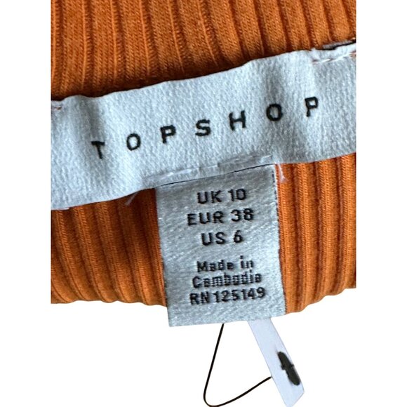 Topshop Womens Orange Ribbed Strapless Bodysuit Size US 6 Tube Top Sexy NWT - Picture 4 of 9